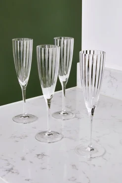 Set of 4 Fluted Champagne Flute Glasses*Jasper Conran London Hot