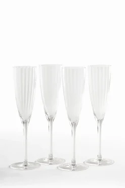 Set of 4 Fluted Champagne Flute Glasses*Jasper Conran London Hot