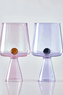 Set of 2 Ball Detail Wine Glasses*Novogratz Best