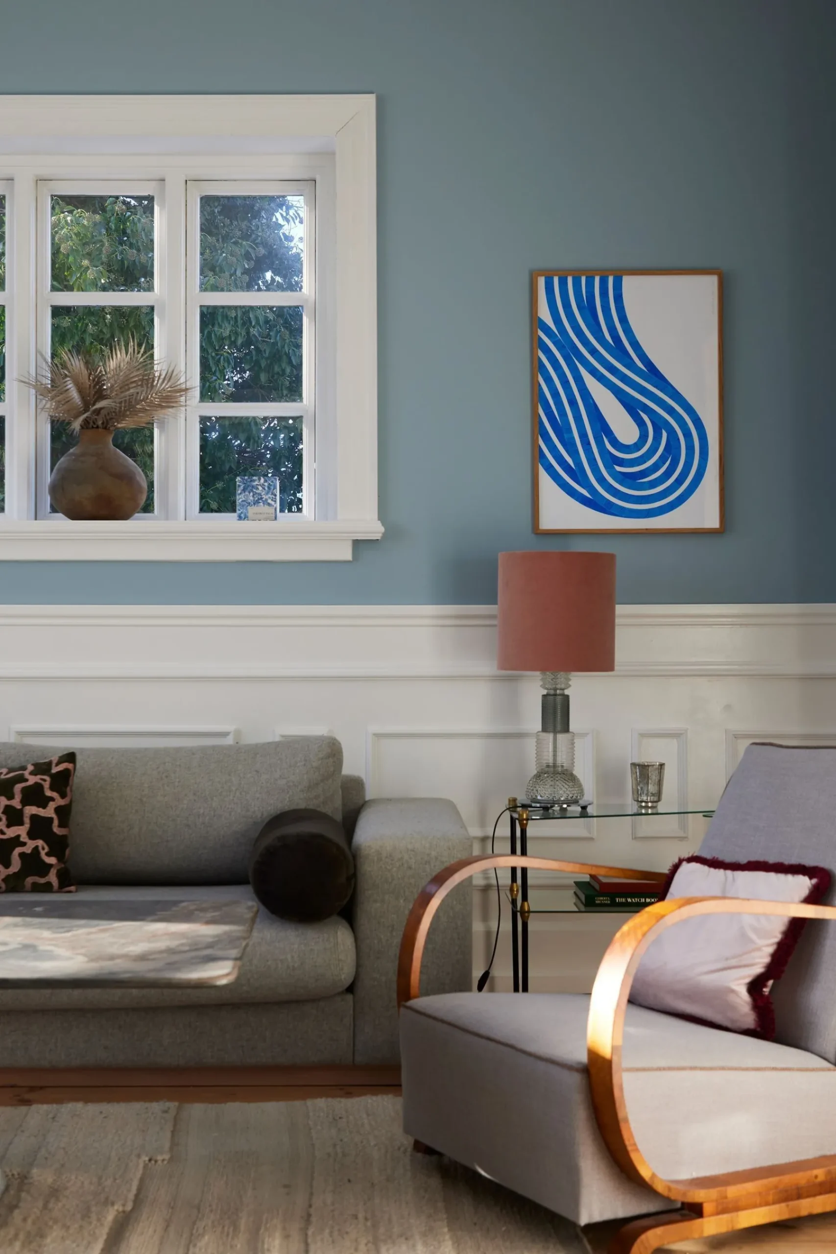 Entropy Blue 02 Framed Wall Art Print in Natural Oak Frame*Paper Collective Clearance