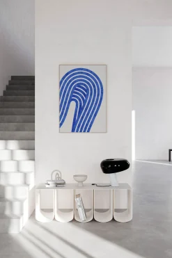 Entropy Blue 01 Framed Wall Art Print in Natural Oak Frame*Paper Collective Fashion
