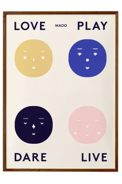 Four Feelings Framed Wall Art Print in Dark Oak Frame*Paper Collective Clearance