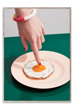 Fried Egg Framed Wall Art Print in Natural Oak Frame*Paper Collective Sale