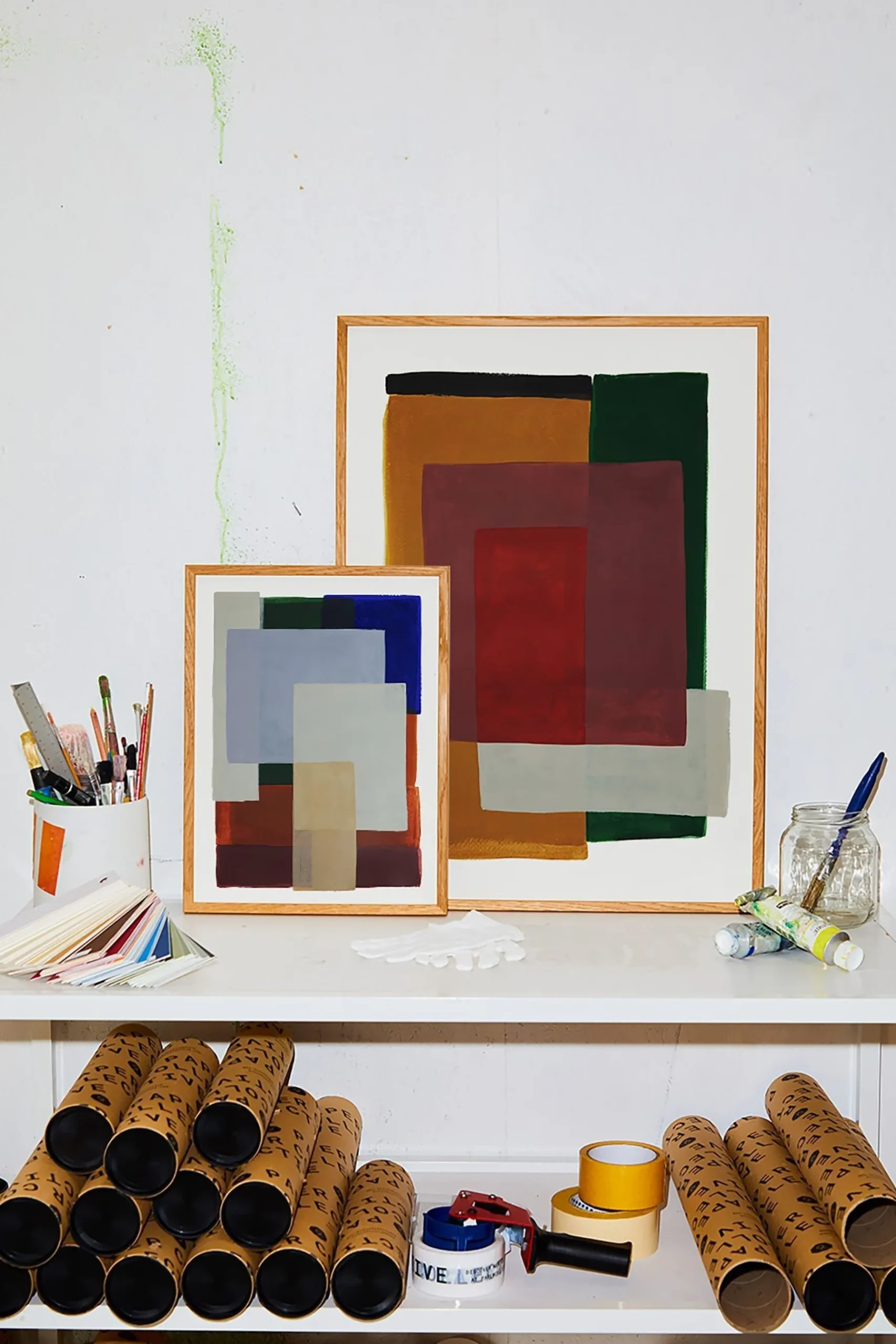 Layers 01 Framed Wall Art Print in Natural Oak Frame*Paper Collective Cheap