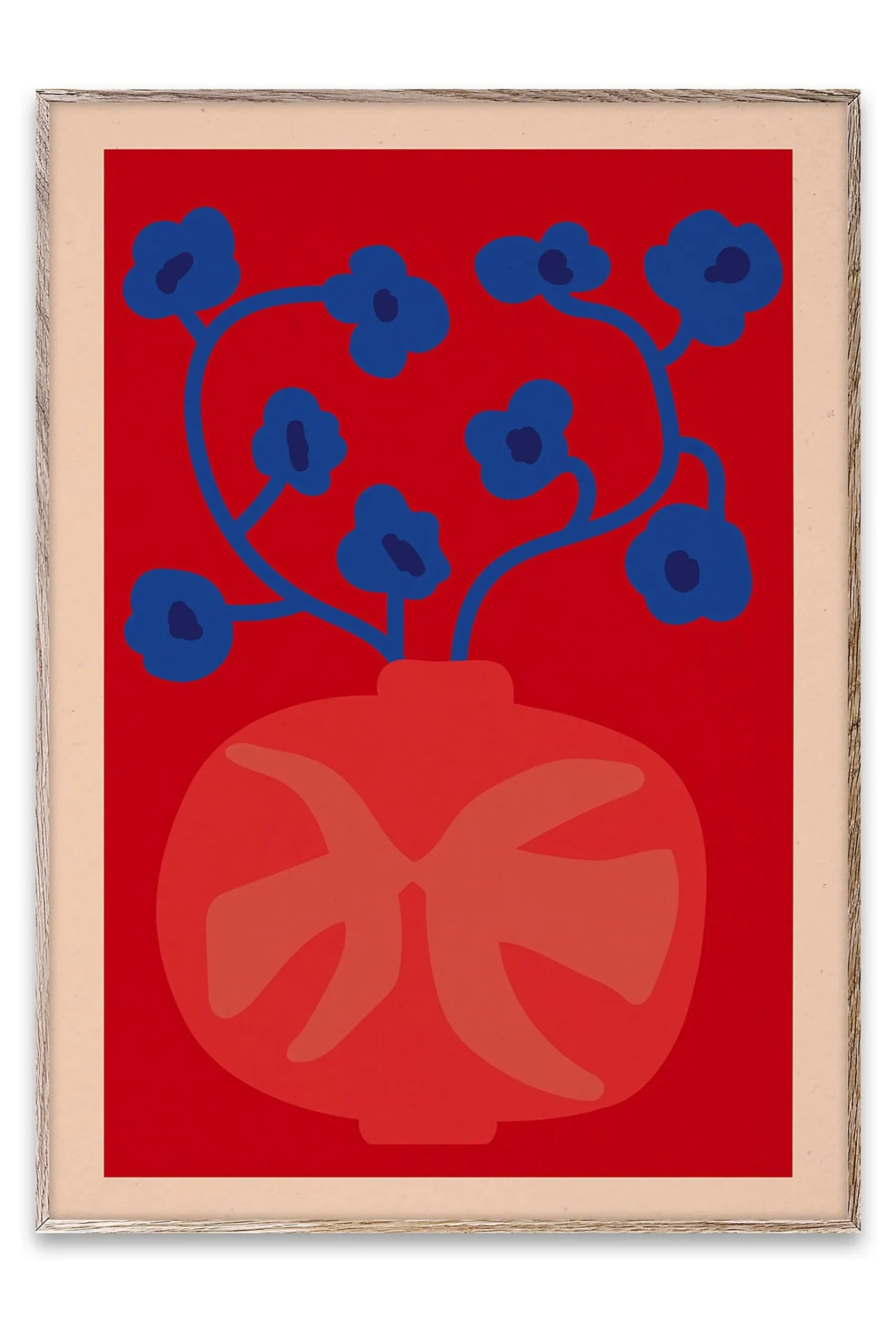 The Red Vase Framed Wall Art Print in Natural Oak Frame*Paper Collective Cheap