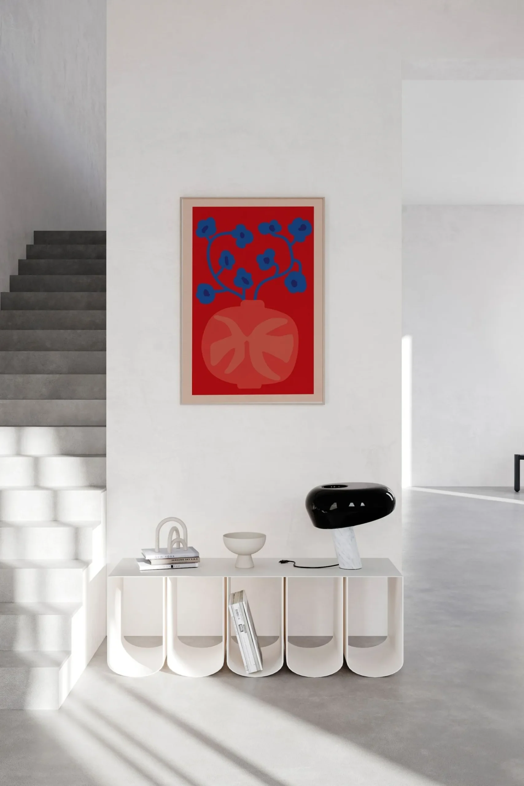 The Red Vase Framed Wall Art Print in Natural Oak Frame*Paper Collective Cheap