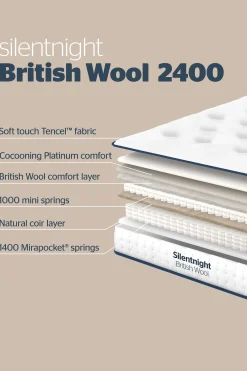 Wool Naturals Pocket 2400 Mattress*Silentnight Sale