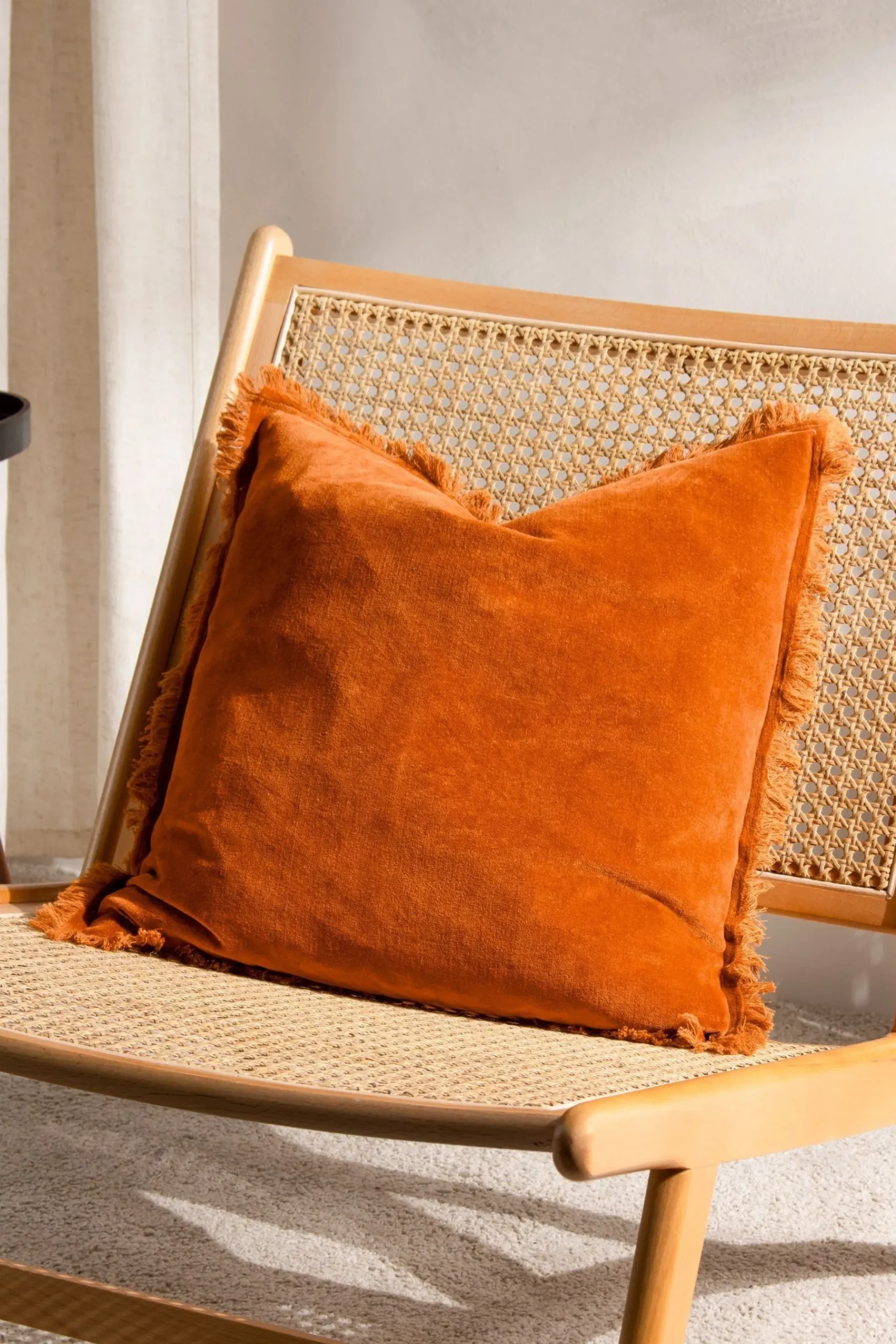 Jaye Velvet Fringed Polyester Filled 100% Cotton Cushion*Yard Outlet
